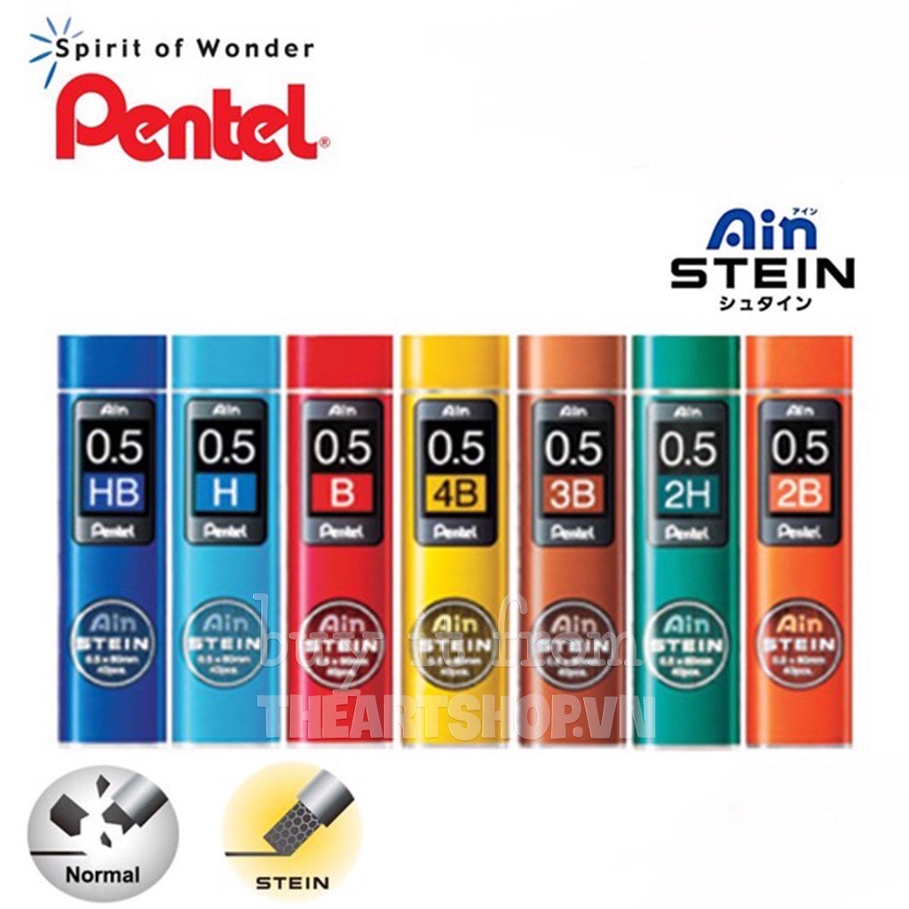 [THEARTSHOP] Ngòi chì bấm cơ khí màu đen PENTEL Ain Stein Lead