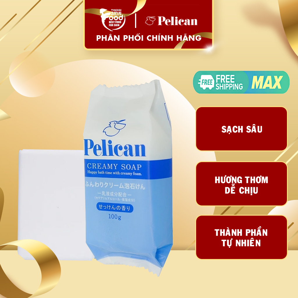 Xà phòng tắm chiết xuất dầu cọ pelican creamy soap 100g