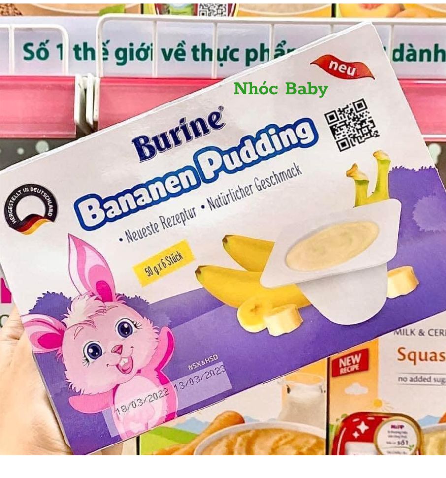 Cháo sữa burine hipp ăn dặm pudding chuối 1 lốc 6 hũ x50g date 01/2025 - 1 đổi 1 nếu lỗi nsx