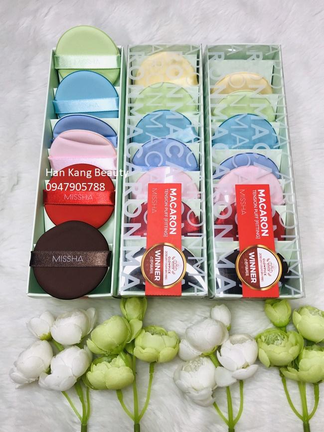 Bông phấn nước Macaron Tension Puff fitting missha (combo 3 cái)