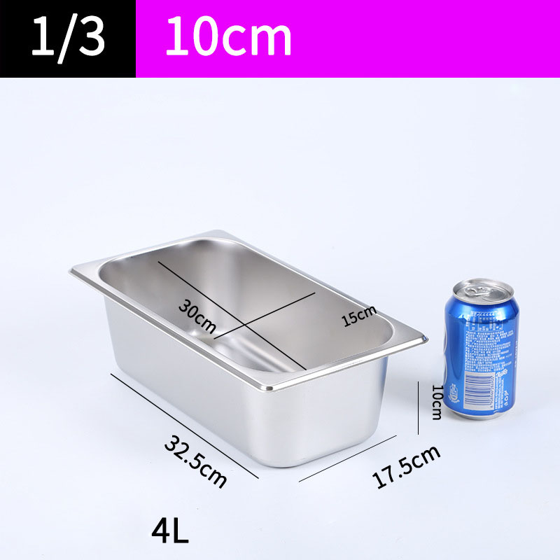 Khay gn 1/3 đựng thạch topping - khay inox đựng thực phẩm - khay đựng pate bằng thép không gỉ cao 10cm