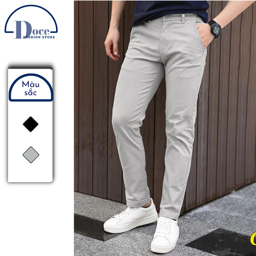 Quần Kaki Nam Cao Cấp Co Giãn , Quần Kaki Nam Hàn Quốc Trơn DOCE Chất Liệu Chinos Mùa Hè Trẻ Trung Basic - DOCE04