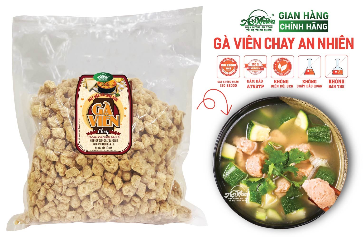[HÀNG CÔNG TY] 1kg Gà Viên Chay An Nhiên, Thịt Chay, Thực Phẩm Chay Dinh Dưỡng, Thuần Chay Healthy, Đồ Ăn Chay