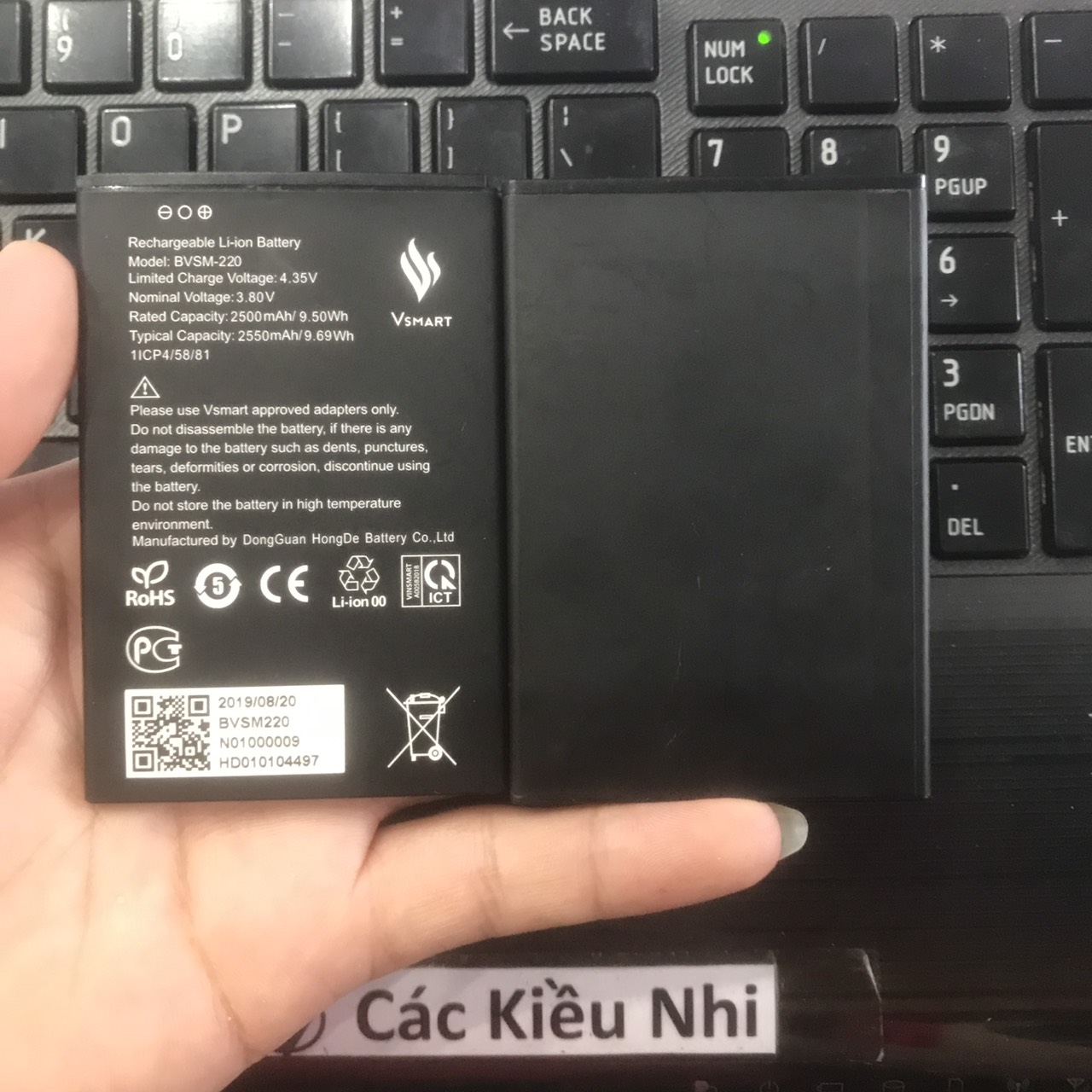 Pin vsmart bee v220a | bvsm-220 2500mah 3.80v 9.50wh