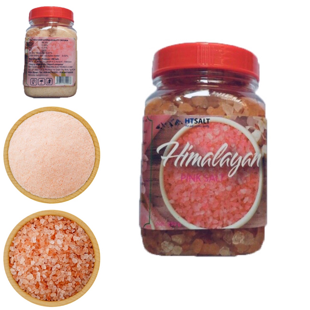 Muối hồng Himalaya lọ 250 gram loại 1-3mm