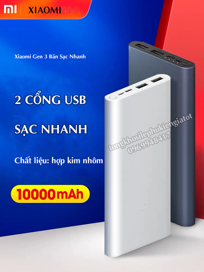 "Giá Tốt " Sạc Dự Phòng Xiaomi Gen 3 10000Mah