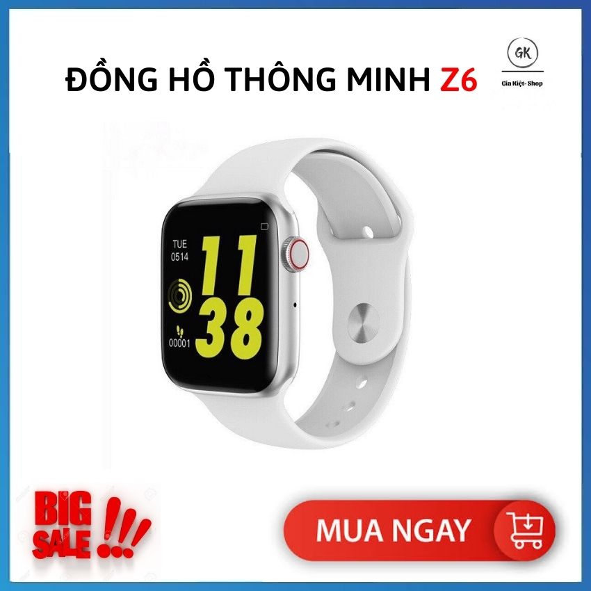 [ ĐỒNG HỒ THÔNG MINH ] Đồng Hồ Thông Minh Smartwatch Z6 .Lắp Sim Nghe Gọi Trực Tiếp, Chống Nước, Chống Bám Bẩn- Đo Nhịp Tim.Nghe Nhạc.Thời Gian Sử Dụng Lên Đến 5 -7 Hôm cho 1 lần sạc Pin đầy. Bảo Hành 1 Năm. Lỗi 1 Đổi 1.