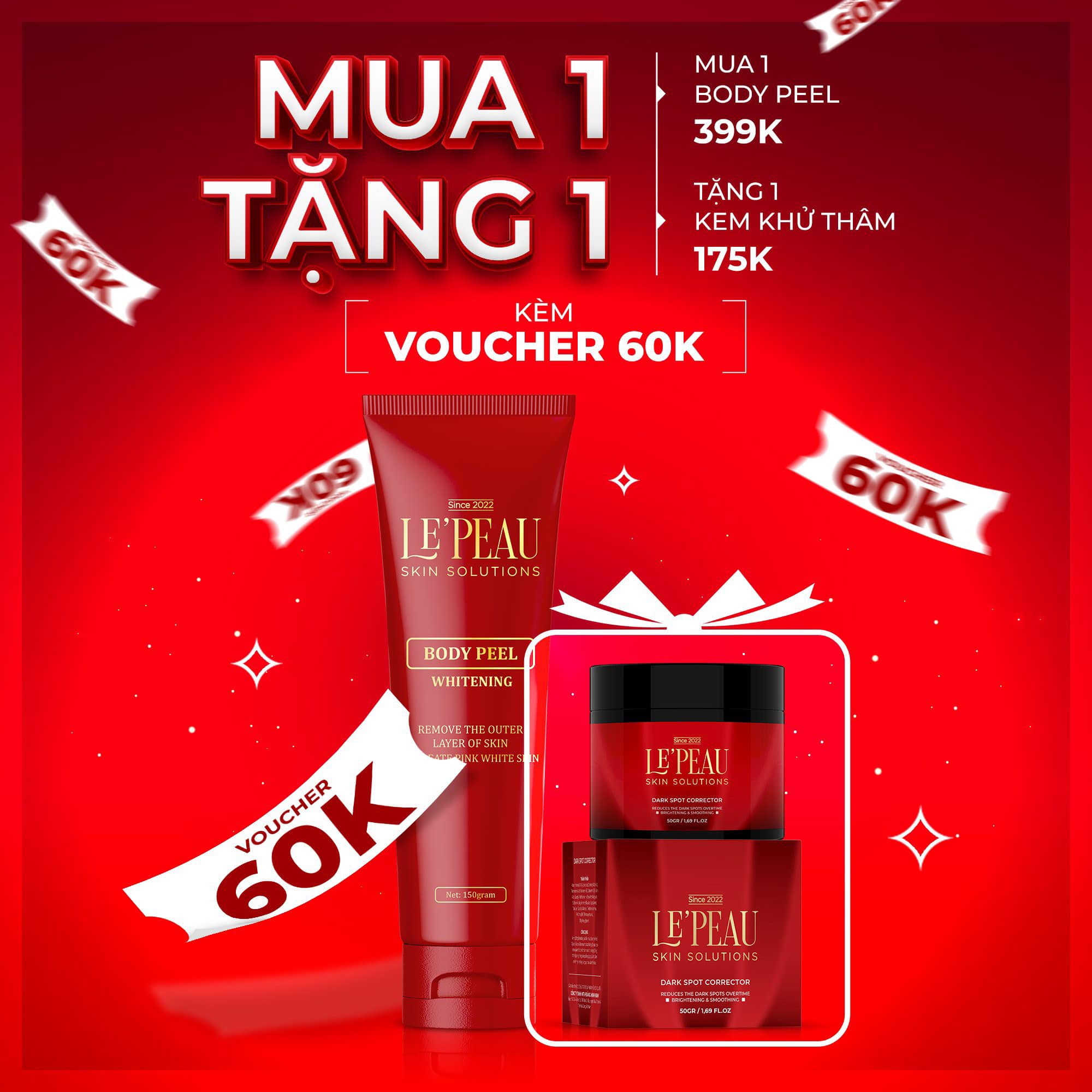 Peel nách LE'PEAU , Body Tái Tạo Da Toàn Thân, peel nách, thay da sinh học giúp làm sáng các vùng da, trắng sáng mịn màng