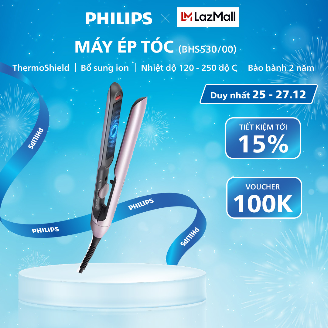  Máy Ép Tóc Duỗi Tóc PHILIPS BHS530 00 Công Nghệ ThermoShield Bổ Sung ion Tấm Ép Linh Hoạt Bảo Hành 24 Tháng 