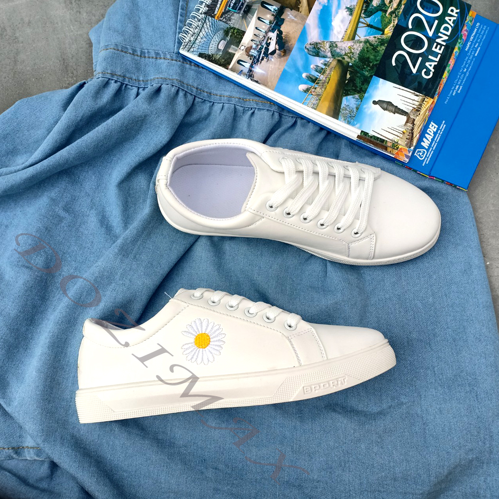 Giày thể thao nữ thêu hình hoa cúc, Giày thêu hoa cúc, Giày hoa cúc, Giày nữ thêu hoa cúc