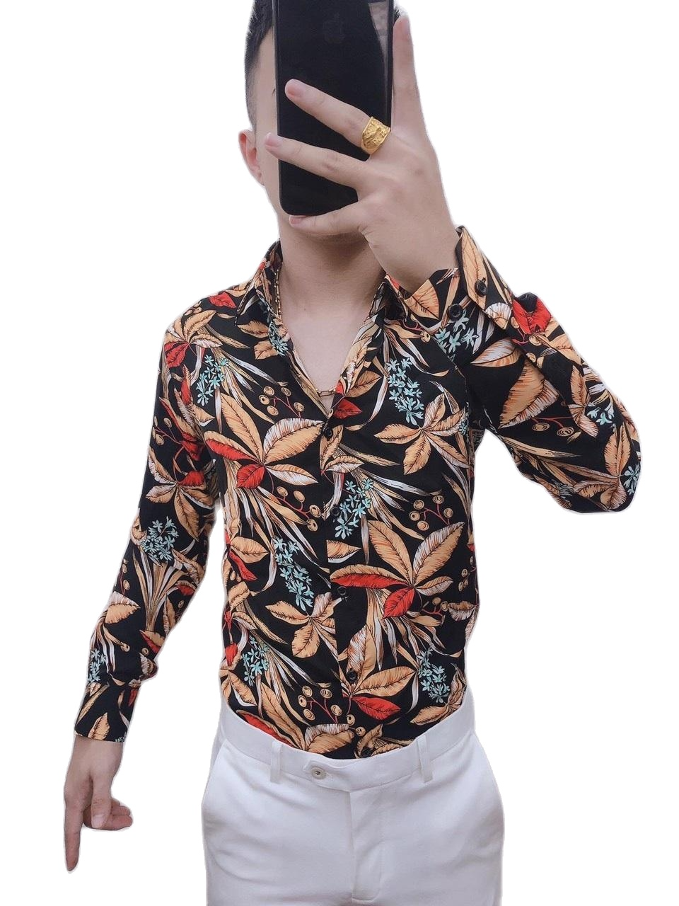 Áo sơ mi nam hoa lá nổi bật phong cách hàn quốc giá tốt cao cấp thời trang trẻ trung shop MILANNA FASHION