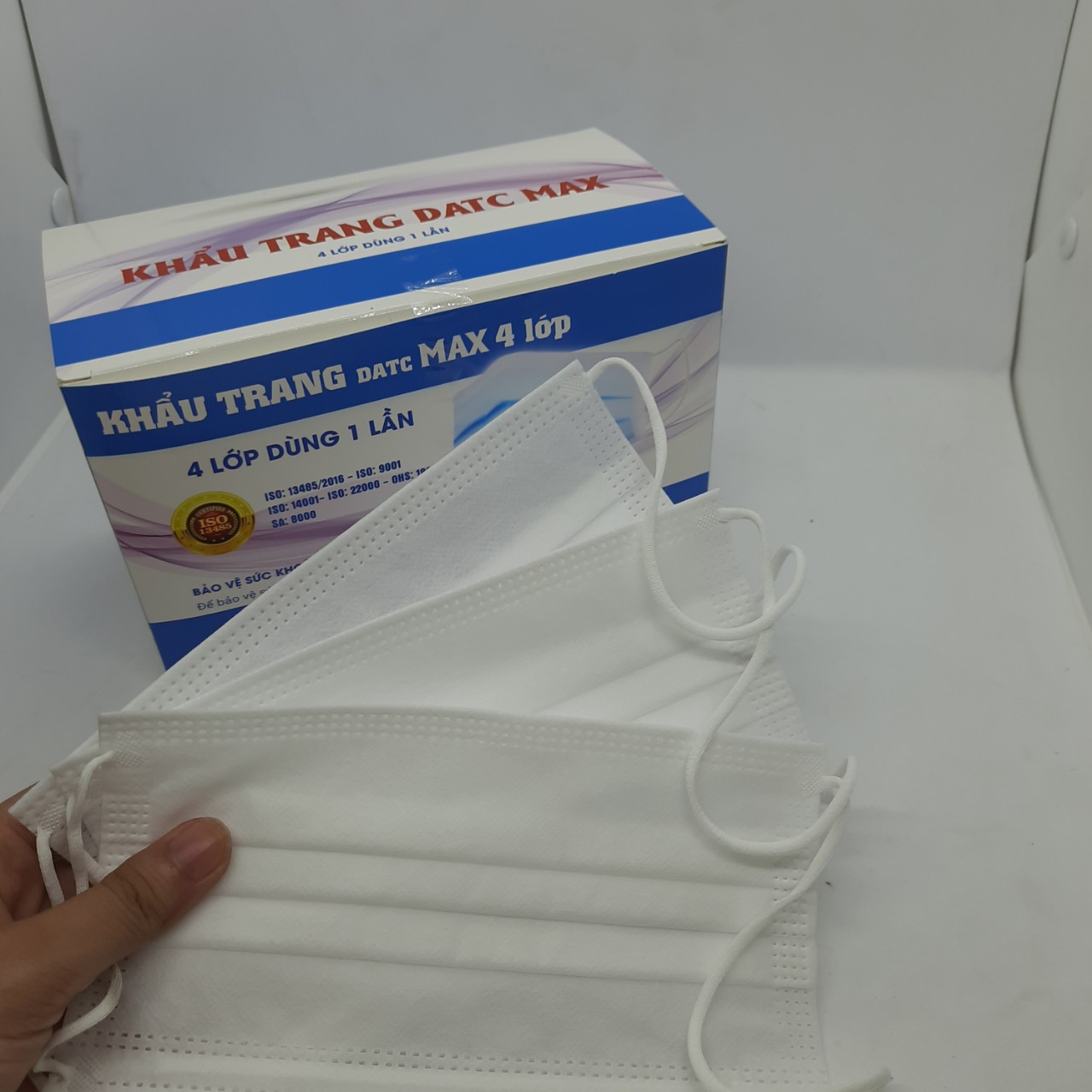 DATC MAX màu trắng 4 LƠP-Khẩu trang y tế 4 lớp- ngừa bụi, vi khuẩn lây qua đường hô hấp- Khẩu trang vải không dệt- hộp 50 cái