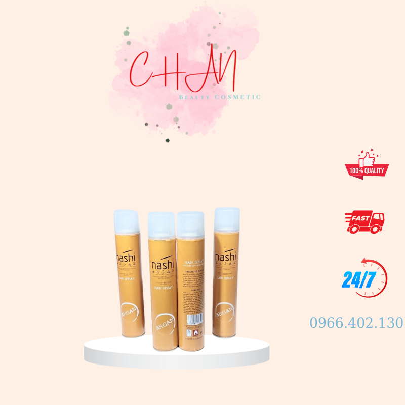 Gôm xịt giữ nếp dưỡng tóc nashi argan 320ml