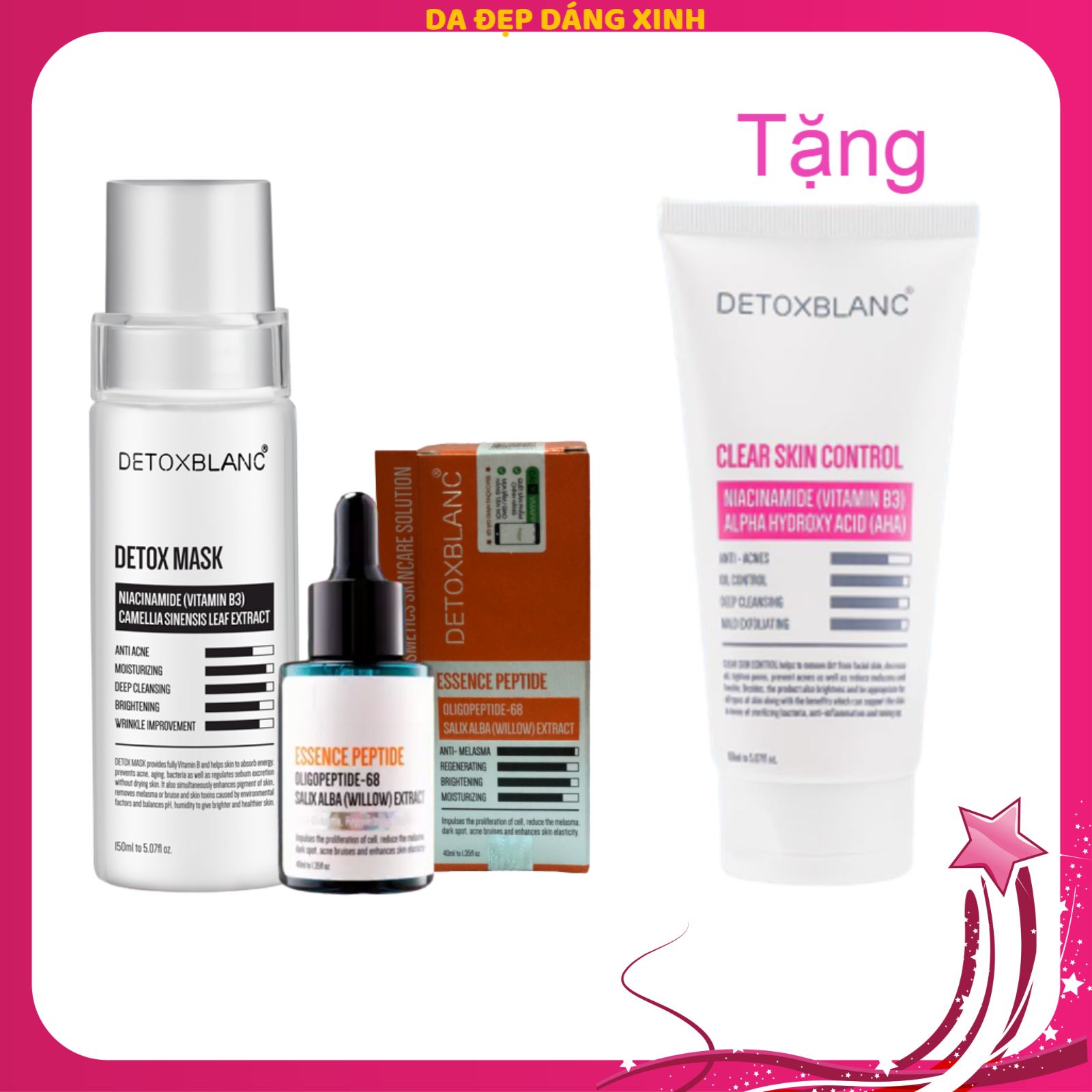 Combo xóa mờ nám dưỡng trắng da Detox Blanc tặng sữa rửa mặt 380k