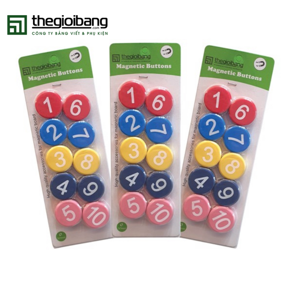 Nam châm số từ 1-10 - vỉ 10 viên 3cm - thế giới bảng