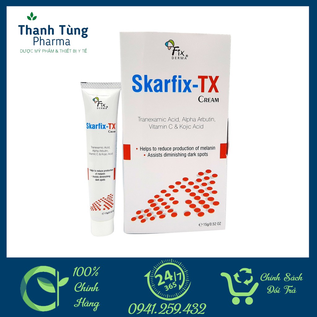Kem Dưỡng Da Mờ Thâm, Tàn Nhang Fixderma Skarfix-TX Cream 15g Tranexamic Acid ,Kojic Dipalmitate (2%