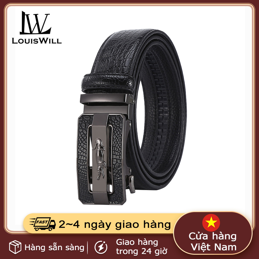 LouisWill Thắt lưng nam Thắt lưng nam thời trang Thắt lưng nam da thật Thắt lưng da cá sấu Nguyên miếng da cá sấu Thắt lưng tự động hàng hiệu Sang trọng chất lượng cao Dây đeo kinh doanh cho nam
