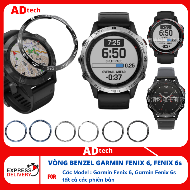 Vòng bezel, vòng kim loại bảo vệ viền đồng hồ Garmin fenix 6, Garmin fenix 6s vòng benzen cho garmin fenix dễ lắp đặt