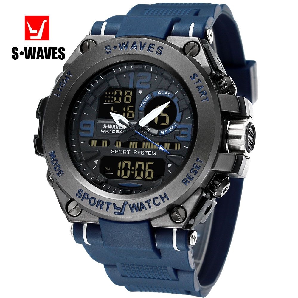 waterproof men's watch multi-function dual display trendy electronic student alarm clock personalized casual mountaineering
