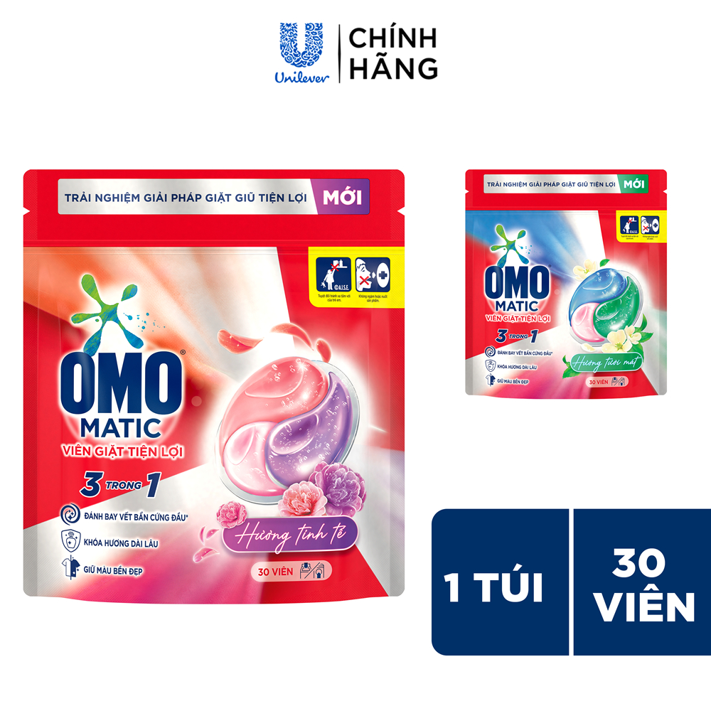 Túi Viên Giặt Tiện Lợi OMO 3 trong 1 (30 viên/túi)