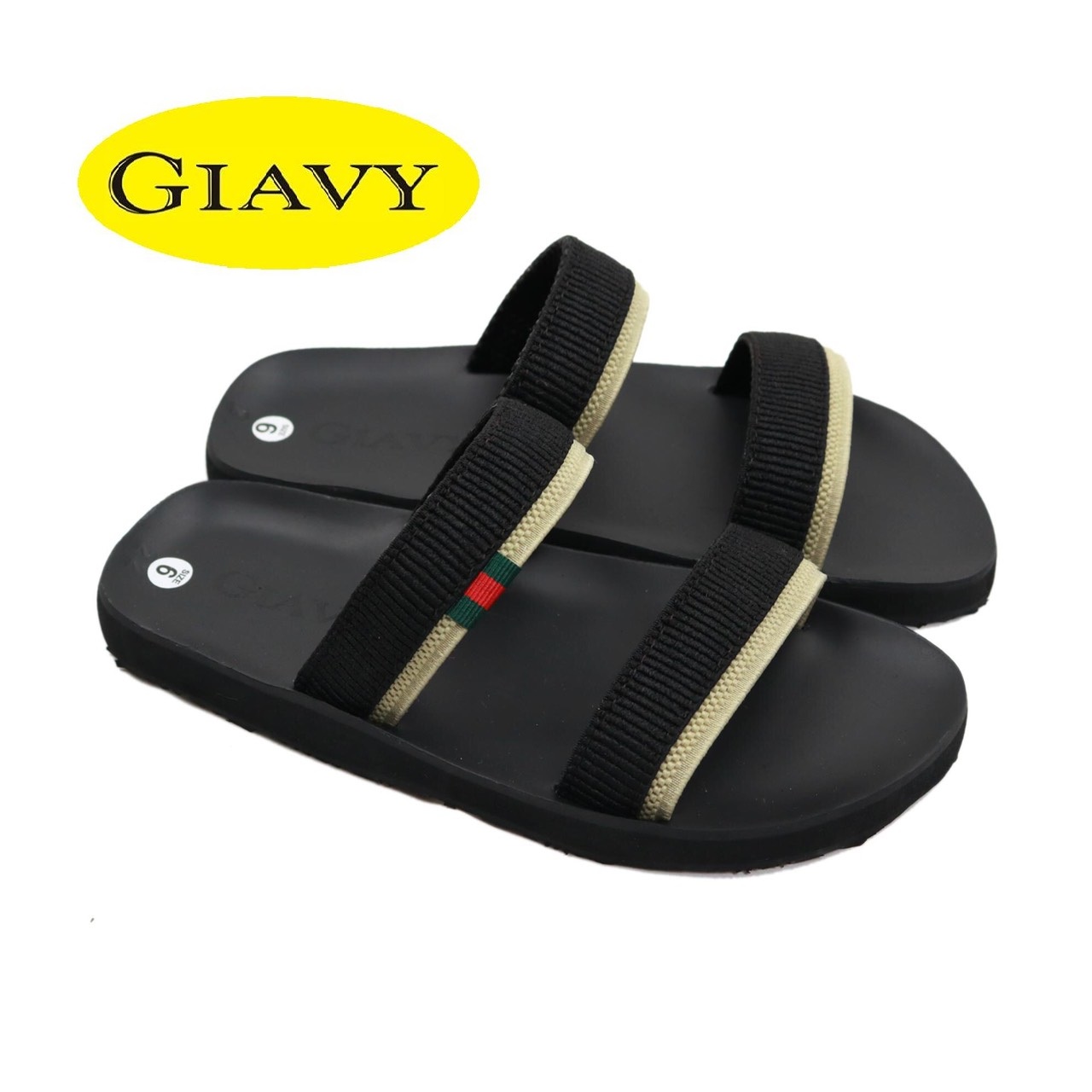 Dép giavy quai ngang nữ- k346 đen