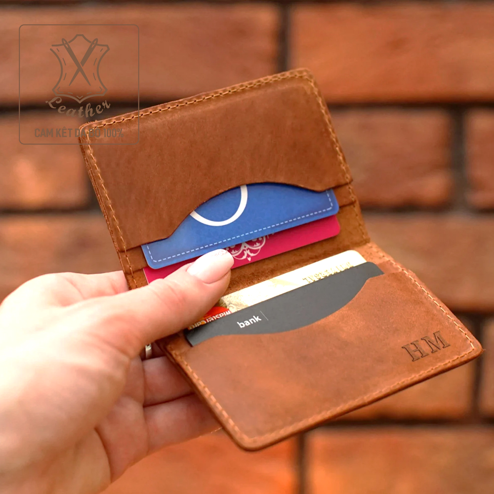 Ví đựng thẻ da thật mini handmade