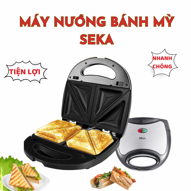  Máy Nướng Bánh Mì Sandwich Hotdog SEKA SK550 Chống Dính 2 Mặt Cảm Biến Nhiệt  Máy Kẹp Nướng Bánh Mì Thiết Kế Nhỏ Gọn Nóng Nhanh Chín Đều Chống Dính Tốt – Bảo Hành 12 Tháng. 