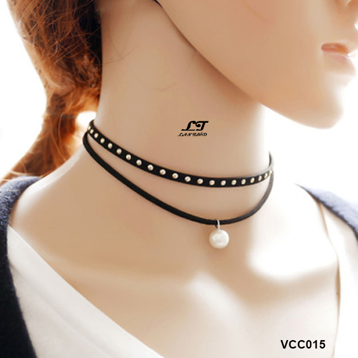 Vòng cổ choker 2 tầng hạt châu vcc015