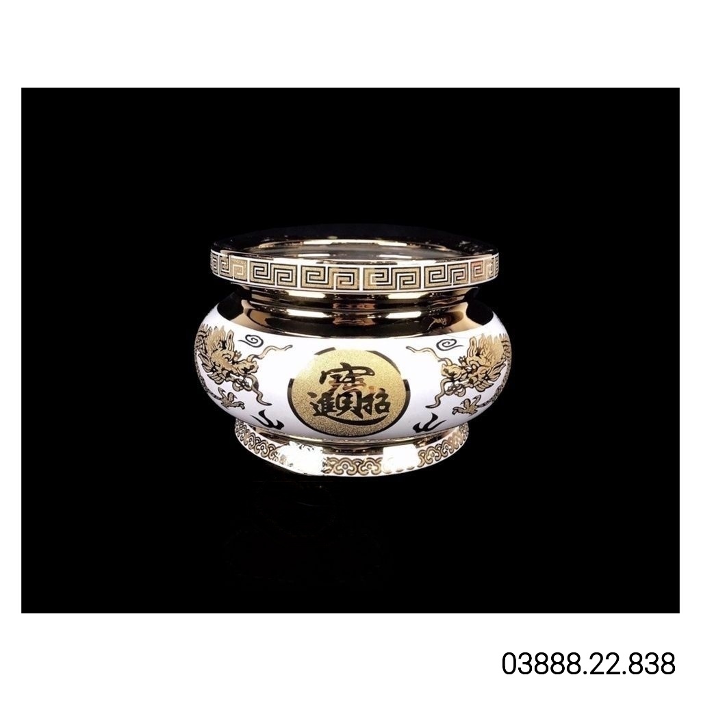 Lư hương thờ cúng 3D rồng trắng Lư 6in