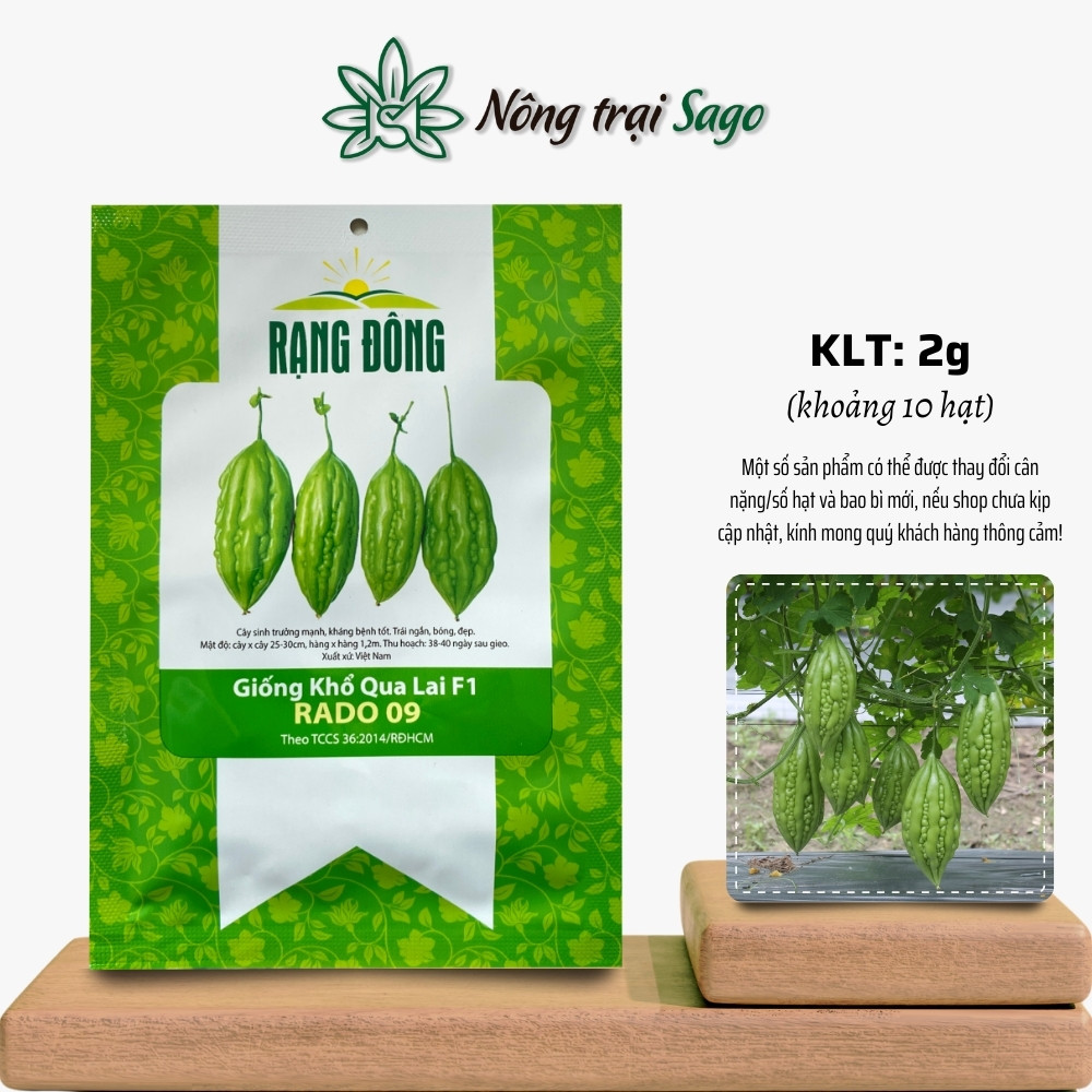 Hạt giống Khổ Qua Lai F1 Rado 09 (2g~10 hạt) trái sai, dễ chăm sóc, trồng quanh năm, nhanh thu hoạch, hiệu Hạt giống Rạng Đông - Nông Trại Sago