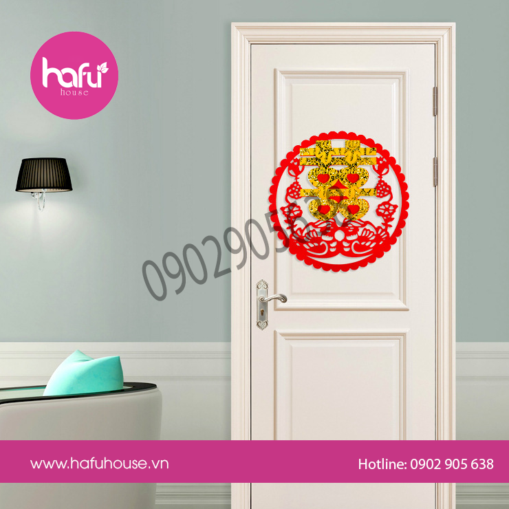 CHỮ HỶ NỈ  UYÊN ƯƠNG CHỮ HỶ VÀNG M3 HAFU HOUSE - TẶNG KÈM 10 MIẾNG DÁN 2 MẶT