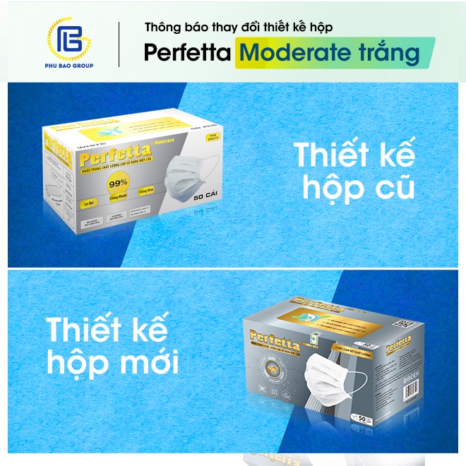 Khẩu trang 3 lớp Perfetta Moderate Trắng