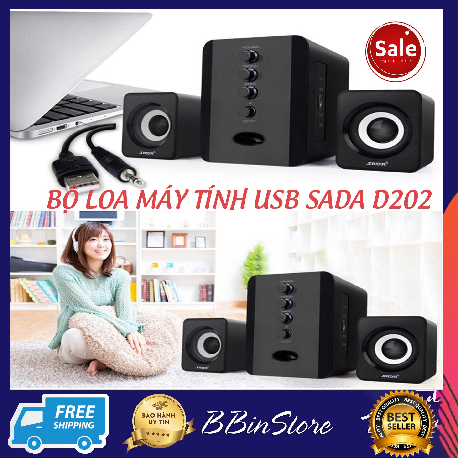Loa Nghe nhạc dành cho máy tính bàn loại tốt, Bộ Loa USB SADA D202 hot 2018, Chọn Mua Loa để bàn màu đen dùng cho PC. Thiết kế mới bắt mắt, bổ sung loa tress giúp âm thanh thể hiện khá chất. Bảo hành uy tín.