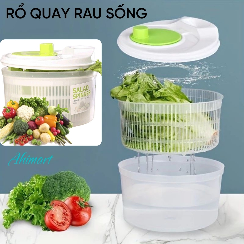  Rổ Vắt Rau Sống Đa Năng Đồ Vắt Rau Tiện Lợi Rổ Quay Rau Sống Ráo Ngay Tức Thì – Ahimart 