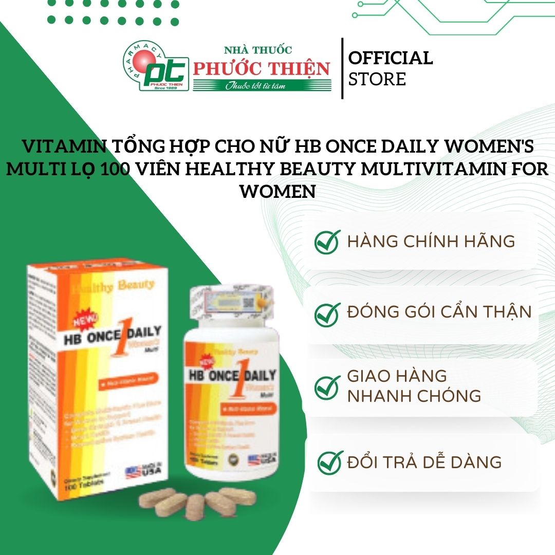 Vitamin tổng hợp cho nữ HB Once Daily Women's Multi lọ 100 Viên Healthy Beauty multivitamin for women