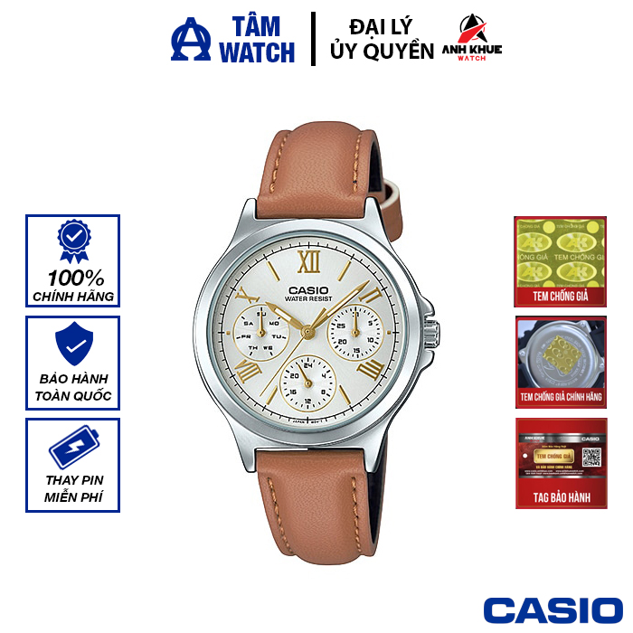 Đồng hồ nữ dây da Casio Standard chính hãng Anh Khuê LTP-V300L-7A2UDF (33mm)