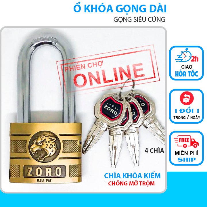 [HCM]Ổ KHÓA CAO CẤP ZORO GỌNG DÀI SIÊU CỨNG-Bảo hành 5 năm