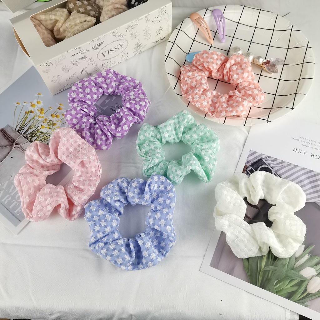 Dây buộc tóc Hàn Quốc, cột tóc vải scruchies cao cấp dễ thương xinh xắn nữ tính