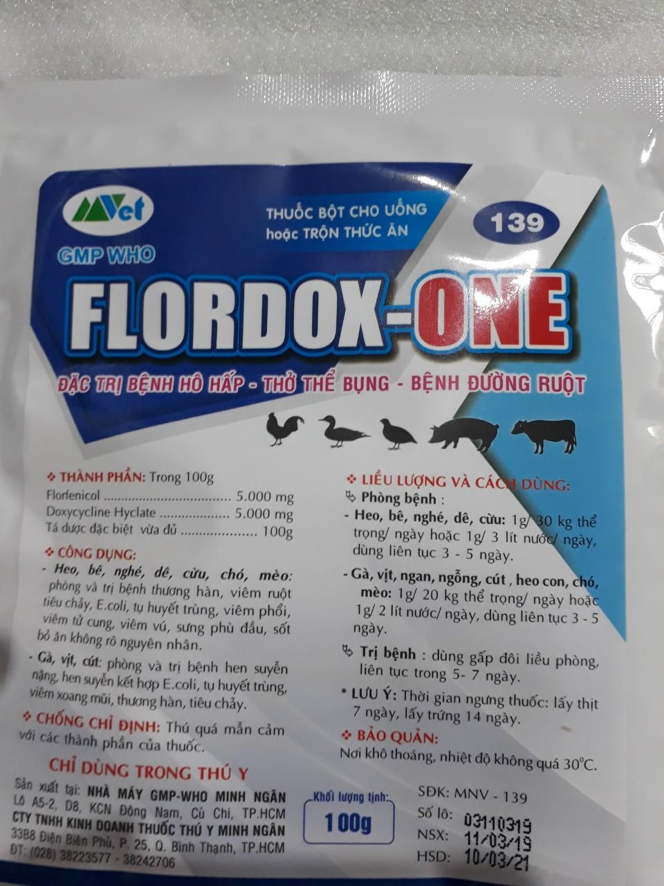 FLORDOX-ONE 100g - CRD, CCRD, HEN XUYỂN, THƯƠNG HÀN, TỤ HUYẾT TRÙNG GIA SÚC - GIA CẦM