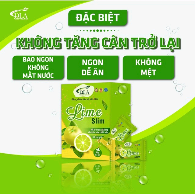 Kẹo Chanh Giảm Cân Lime Slim Hộp 7 Viên giảm cân an toàn-hiệu quả