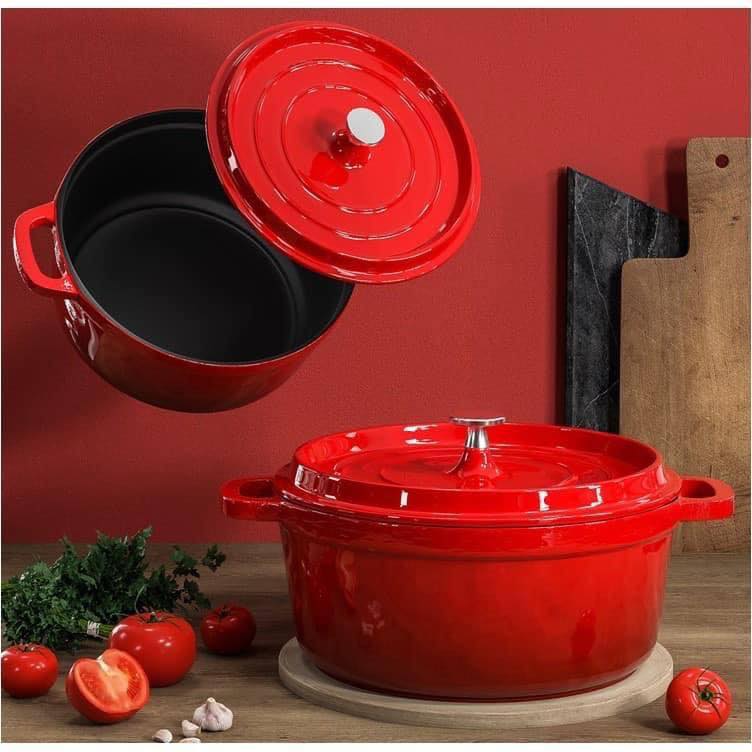 Nồi Gang Đúc Tráng Men Chống Dính Rapido Kích cỡ 24 CM - Nặng 5 kg - Dung tích 3.5Lít