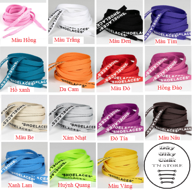 Dây giày dẹt OFF WHITE SHOELACES Nike Air Force 1 (AF1), Nike Air Jordan (AJ) 120 -160 cm [ Bán theo cặp ]