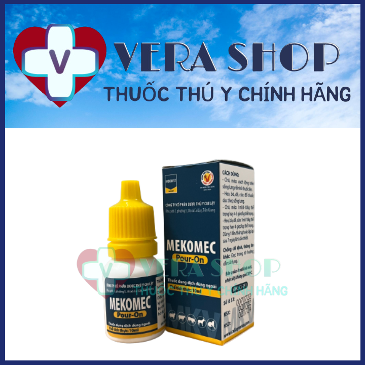 MEKOMEC 10ML (CAI LẬY) - Thuốc diệt ve, ghẻ, bọ chét, mạt trên chó mèo, heo, bò, dê - Sỉ Lẻ Thuốc Thú Y