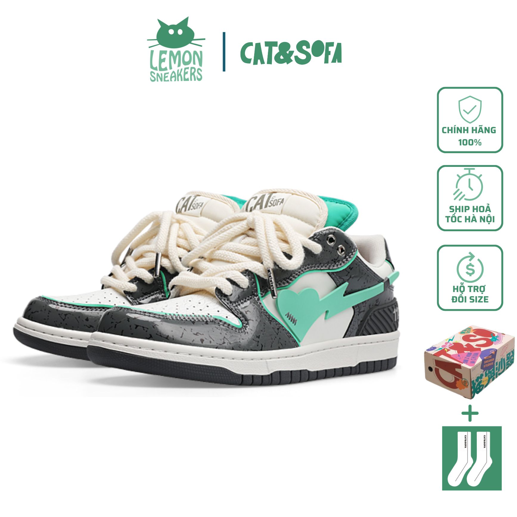 Giày sneaker cat&sofa hàng sẵn- full box, phụ kiện- city blue - ac279 giày thể thao nam nữ unisex