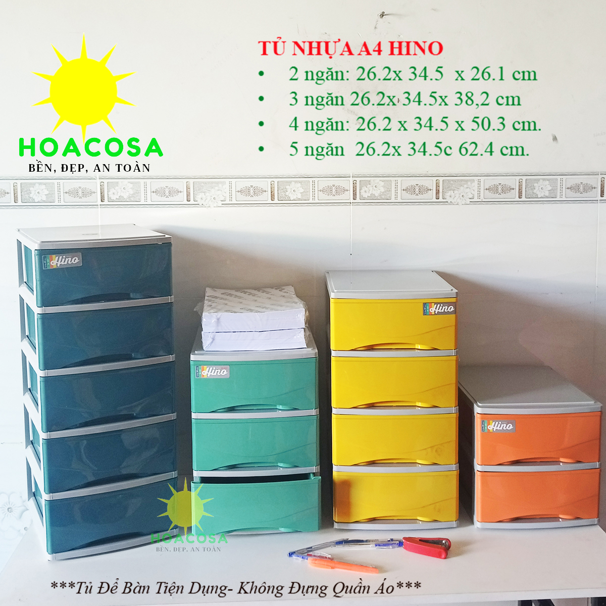 Tủ nhựa mini để bàn hino 2 tầng, 3 tầng, 4 tầng, 5 tầng -ngăn kéo, màu đẹp, tiện dụng- đồ gia dụng hoacosa
