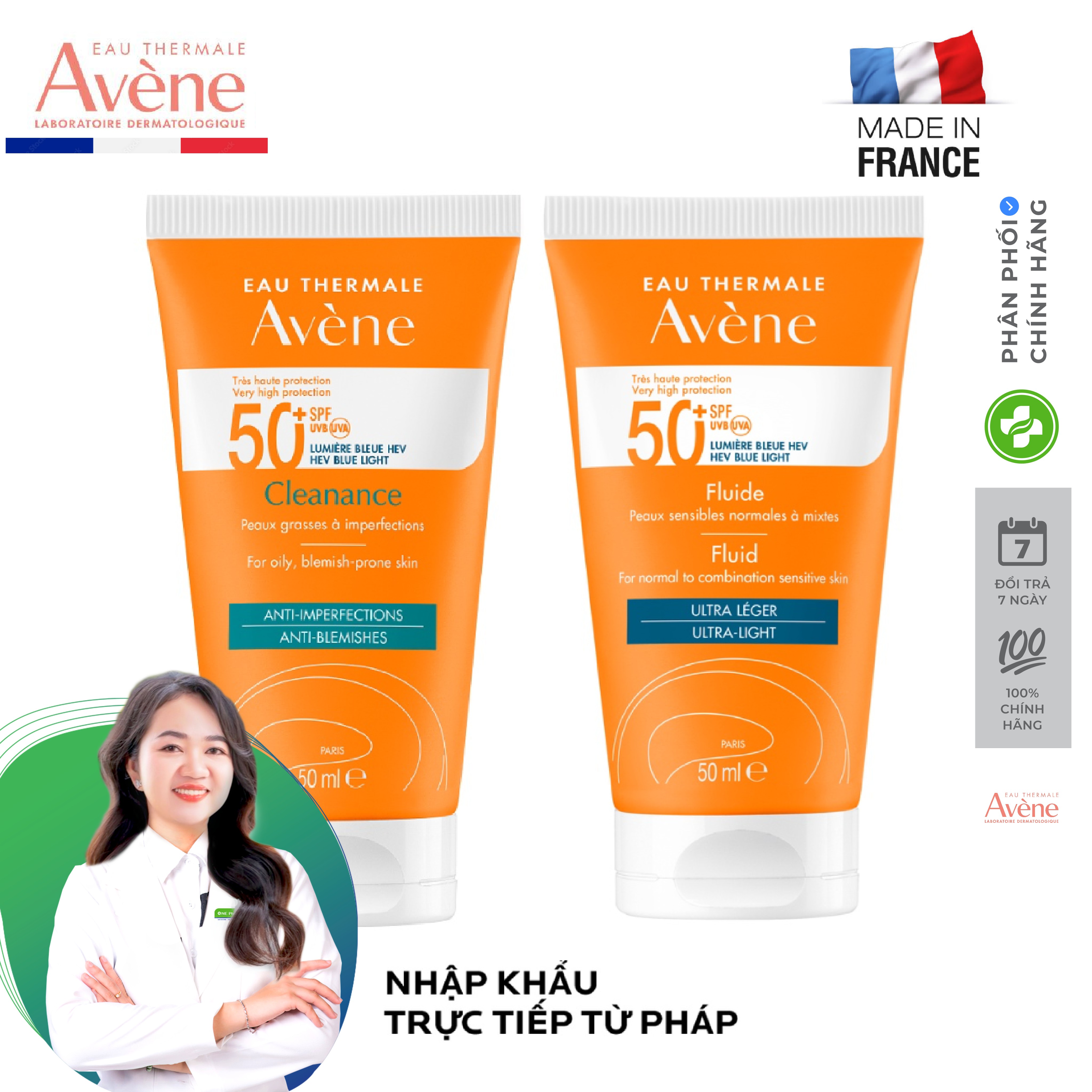 Kem Chống Nắng Dành Cho Da Dầu Mụn Avene Mattifying Cleanance Sunscreen SPF50+ 50ml