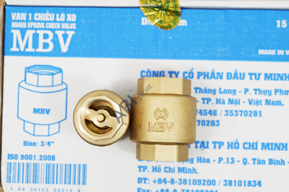 Van 1 chiều lò xo MBV 21mm(1/2''-dn15), 27mm(3/4'' - dn20) chính hãng Minh Hòa(van nước)