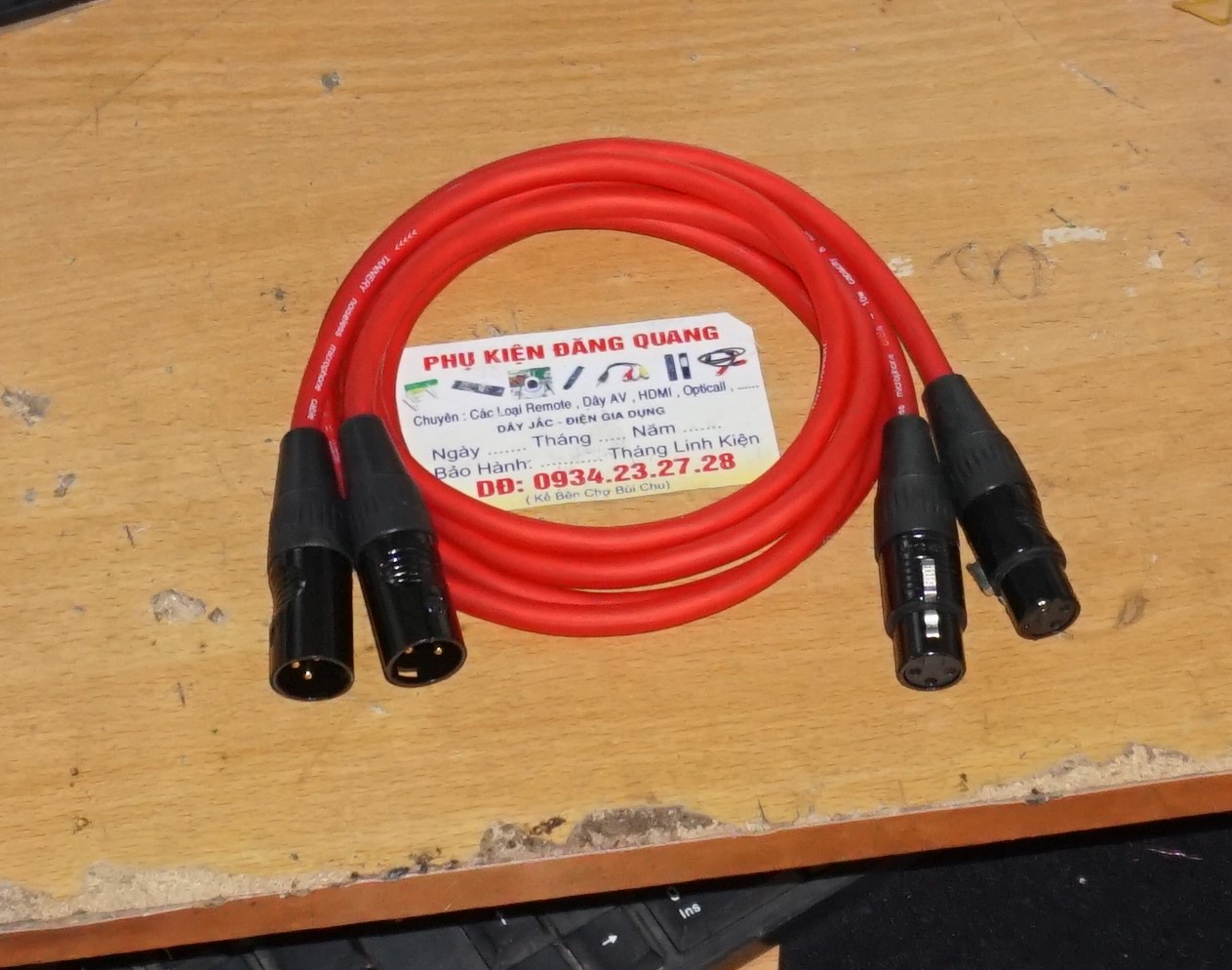 Cặp dây jack canon đực ra canon cái , dây tốt dài 1m