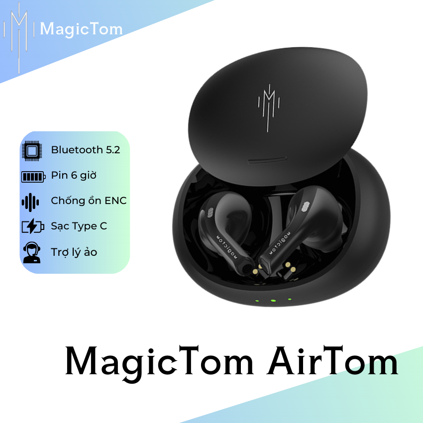 Tai nghe Bluetooth MagicTom AirTomTai nghe bluetooth Magictom AirTom nghe nhạc-xem phim-chơi game - Freeship