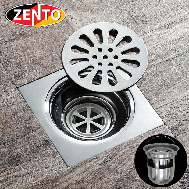 Phễu thoát sàn chống mùi hôi inox Zento TS123 (12x12cm)